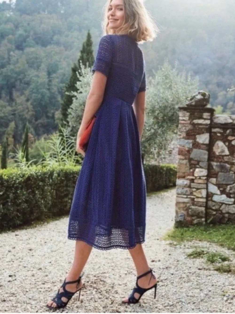Boden Althea Lace Midi Dress Imperial Blue